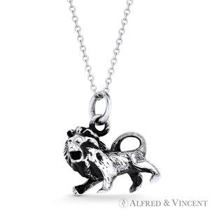 Leo Zodiac Sign Astrology Pendant in Oxidized .925 Sterling Silver